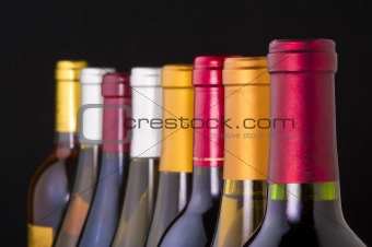 Wine bottles in a row