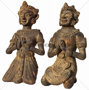 Two Sculptures of Burma (Prayer) on white