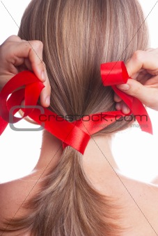 Ribbon in a hair
