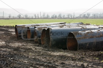 Old metal pipes dismantled for scrap 