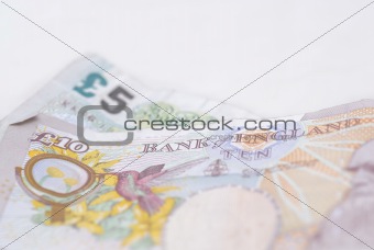 Macro photograph, Five and Ten Pound note.