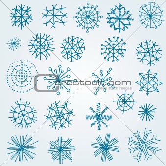 Set of vector snowflakes 