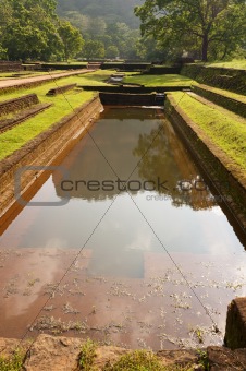 Ancient pool in rock fortress and palace