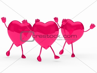 glossy pink valentine hearts wave