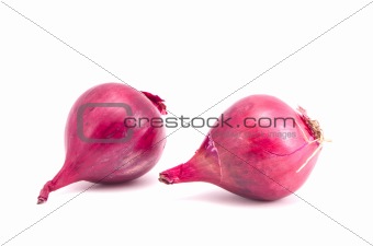 Pair red onion healthy nutrition isolated white 