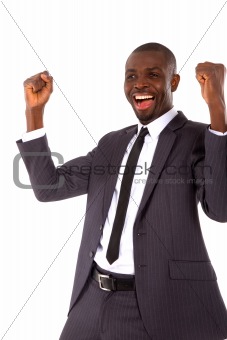 businessman rejoices in office