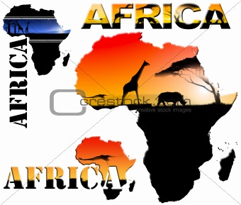 Set Africa Map Illustration