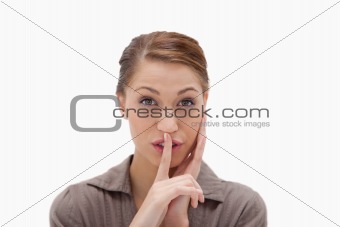 Woman asking for silence