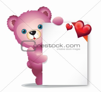 pink Teddy bear with greeting card