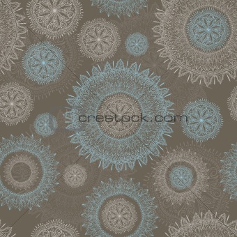 vector seamless lacy  pattern with snowflakes and flowers