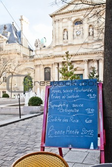 Paris - Menu in a restaurant