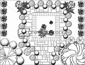 Plan of garden black and white
