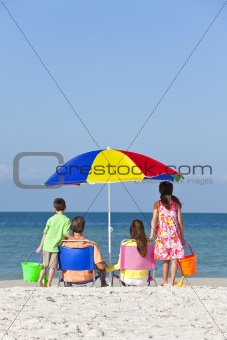 Mother Father Daughter Son Parents Children Family on Beach