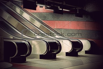 Empty escalators