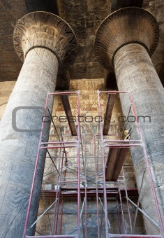 Columns in an ancient egyptian temple
