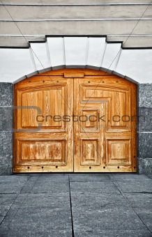 Large old wooden door