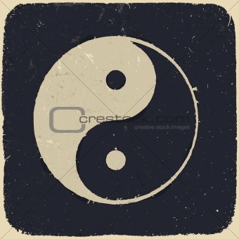 Grunge yin yang symbol background. Vector illustration, EPS10.