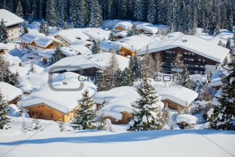 Cottages at the Austrian Alps of the Tyrol region.