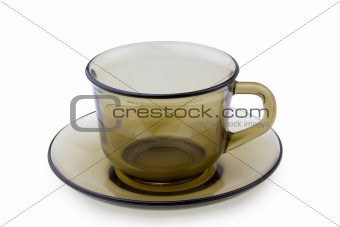 Cup on plate isolated