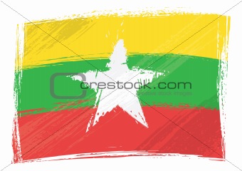 Grunge Myanmar flag