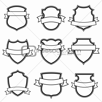 shield with ribbon collection set isolated