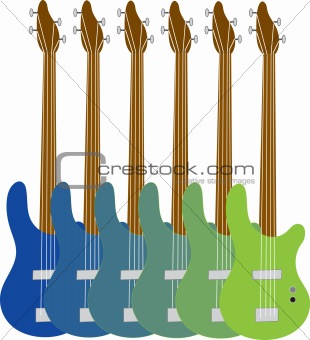 Colorful Bass Guitars
