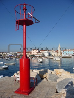 Old adriatic Town of Fazana, behind red beacon