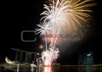 Fireworks Display along Singapore Esplanade