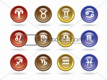 Zodiac signs Glossy icons