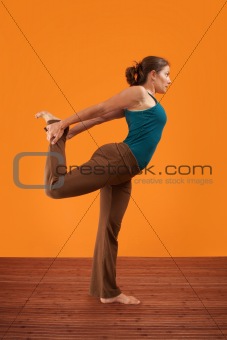 Woman Stretches Her Right Leg
