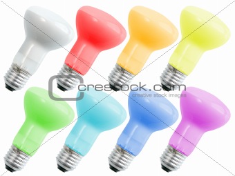 Set of colored compact lighting lamps
