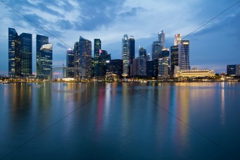 Singapore City Skyline at Blue Hour