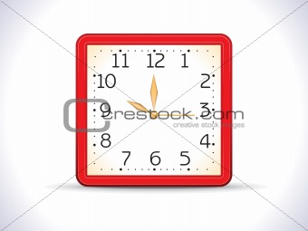 abstract red shiny squre clock 