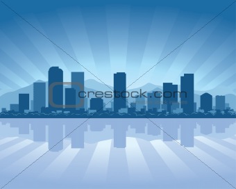 Denver skyline with reflection in water