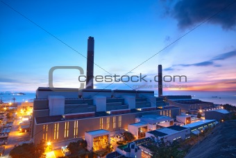 coal power station and night blue sky 