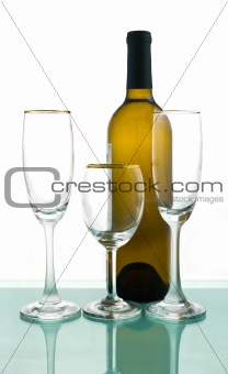 Empty bottles and glasses