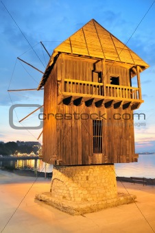 old wooden mill in nessebar bulgaria