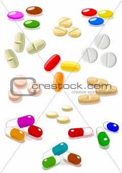 Vector pills on white background