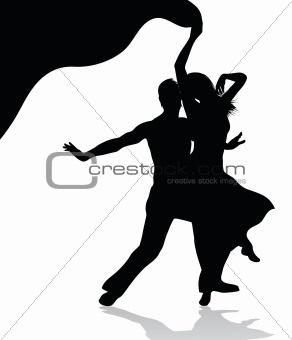 Dancing couple silhouette 
