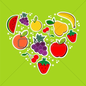 Love eat fruits concept
