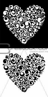 Valentines floral love heart isolated