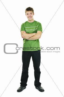 Happy young man with arms crossed