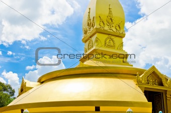 gold temple in Wat nong pah pong and blue sky