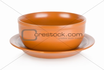 Brown bowl isolated 