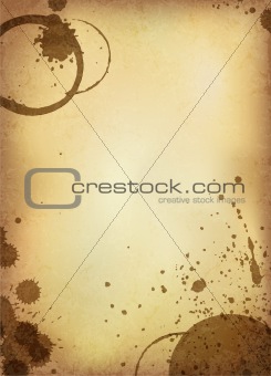 Classic vintage background. Old paper sheet with stains of coffe