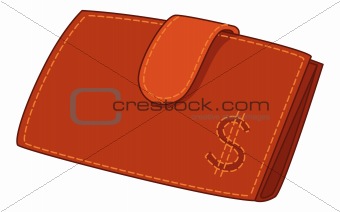Red leather wallet with dollar sign