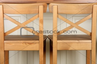 Wooden Bar Stool and kitchen counter
