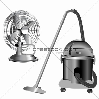 silver wind fan and vacuum cleaner