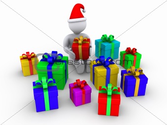 Person is about to open presents
