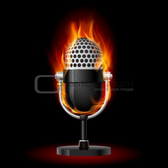 Old Microphone in Fire.